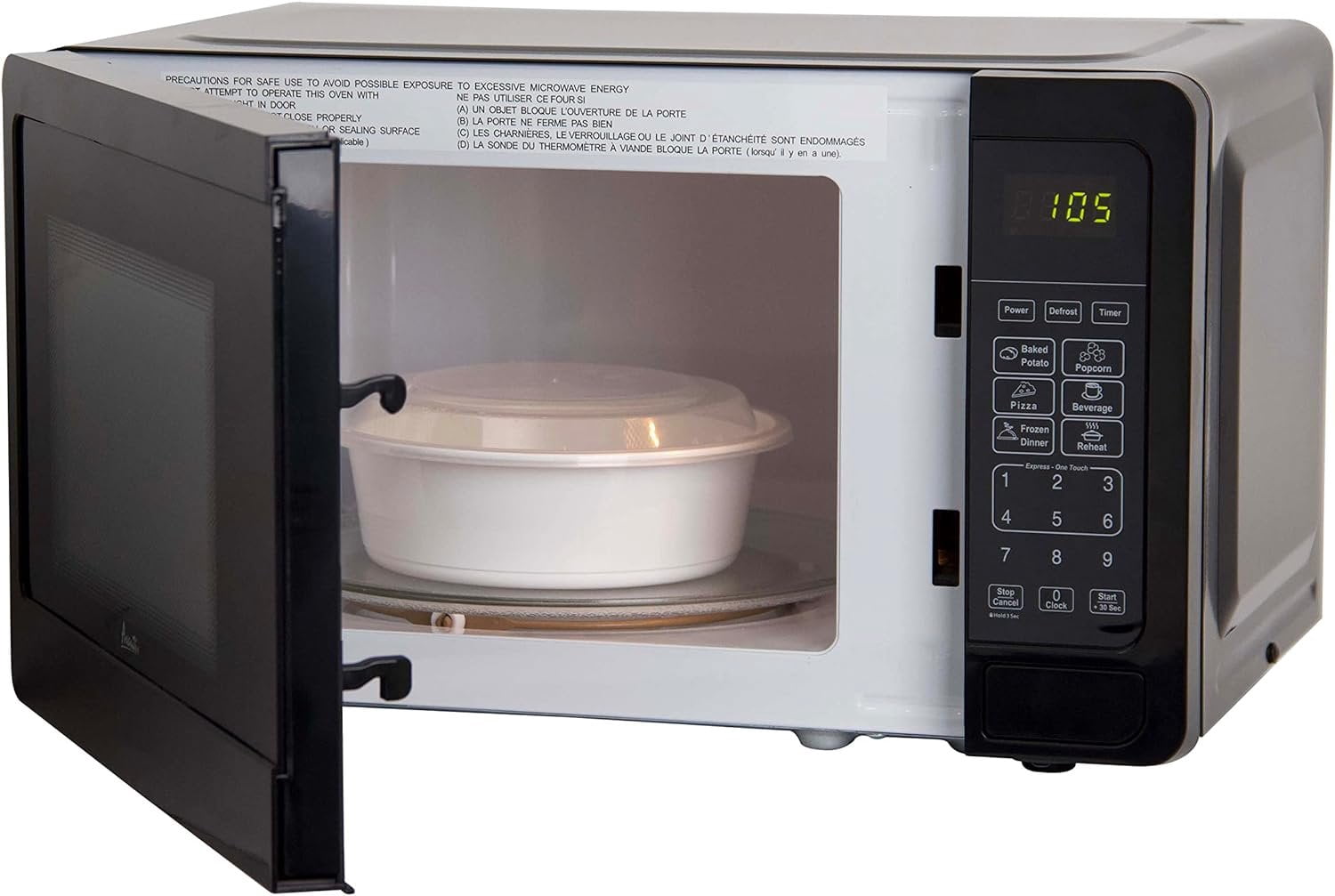 Avanti MT7V1B Microwave Oven 700-Watts Compact with 6 Pre Cooking Settings, Speed Defrost, Electronic Control Panel and Glass Turntable, Black