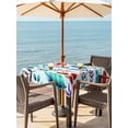 thumbnail image 3 of Outdoor Tablecloth with Umbrella Hole for Patio/Picnic/Party/Camping, Spring Leaves Waterproof Table Cloth Square Cover Washable, Watercolor Leaf Botanical Nature Light Blue (54"x 54"), 3 of 8