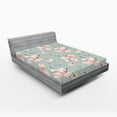 thumbnail image 2 of Ambesonne Pastel Floral Fitted Sheet, Peony Blooms Leaves, Full Size, Pale Sage Green Rose, 2 of 5