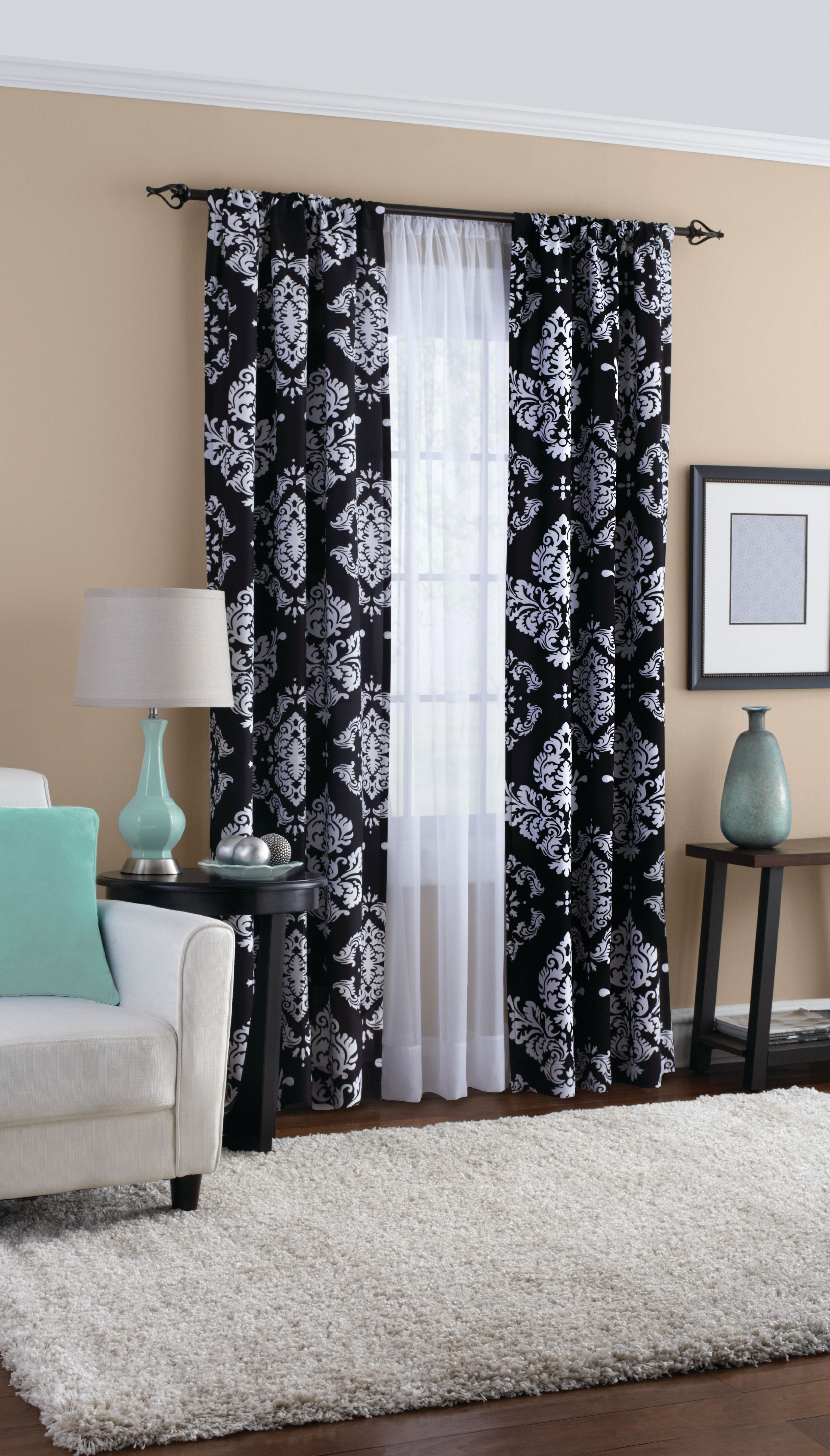 Mainstays Classic Noir Window Curtains, Set of 2