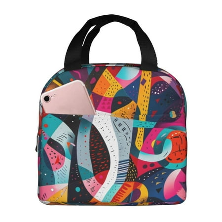 Insulated Lunch Bag for Women Men - Abstract Jazz Instrumental Leakproof Cooler Lunch Box for Women Men  Lunch Tote Bags for Work School Picnic Travel