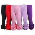 thumbnail image 4 of FNNMNNR Baby Toddler Girls Cotton Ruffle Leggings Infant Solid Color Ruffle Leggings Pants for 12M-8T, 4 of 6