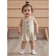 thumbnail image 4 of BemeyourBBs Baby Girl Knit Cami Tops Solid V Neck Sleeveless Ruffled Hem Cardigan, 4 of 9