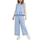 thumbnail image 2 of Top de Encaje de Manga Corta con Pantalones Acampanados, Lindo Conjunto de Dos Piezas para el Conjunto de Pantalones Cortos de Bebé, Poliéster Suave para el Sueño Y el Ocio Diario, 2 of 9