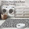 thumbnail image 5 of ODIKA 8'x8' Machine Washable Non-Slip Area Rug, Rustic Monochrome Interlocking Spotted with Contemporary Flair High Traffic Rug, Black, 307328, 5 of 5