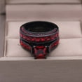 thumbnail image 6 of GY Black Gold Plated Red 1CT CZ Women Wedding Ring Sets 2pcs Engagement Ring for Woman, 6 of 6