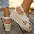 thumbnail image 3 of Wedge Sandals for Women Dressy Summer Platform Strappy Espadrille Casual Slingback Wedges Heels Open Toe Arch Support Pumps Shoes White Size 6.5, 3 of 7