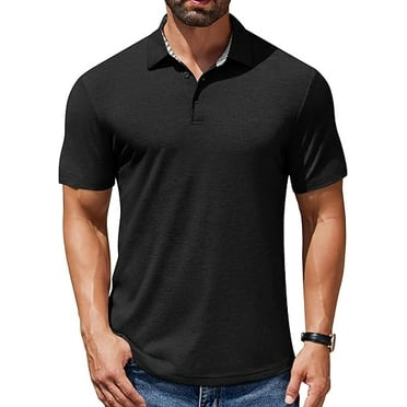 Casual Short Sleeve Button Collar Breathable Polo Shirt, Men's