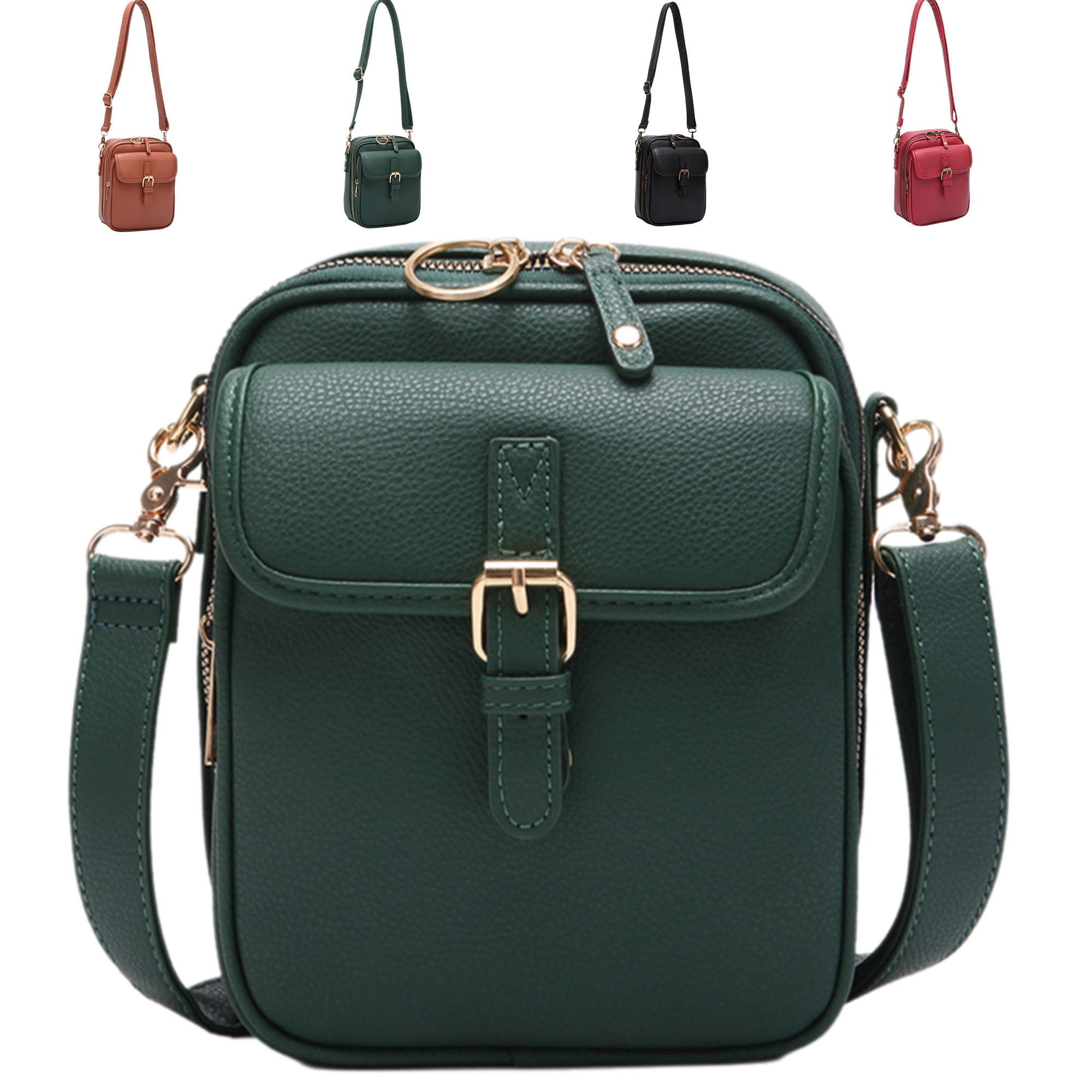 Dasein Women's Lightweight Crossbody Bag - Soft Vegan Leather Messenger Purse, Black, Small Size 9x10.5"