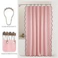 thumbnail image 3 of Zrodlmo Pink Scalloped Shower Curtain with Hooks, Waterproof Thick Linen Textured Fabric Bathroom Curtain, 72"x 72", 3 of 7