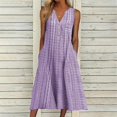 thumbnail image 5 of Robe d'Été pour Femmes avec Poches Boutonnée Décontractée Sans Manches Midi, 5 of 5