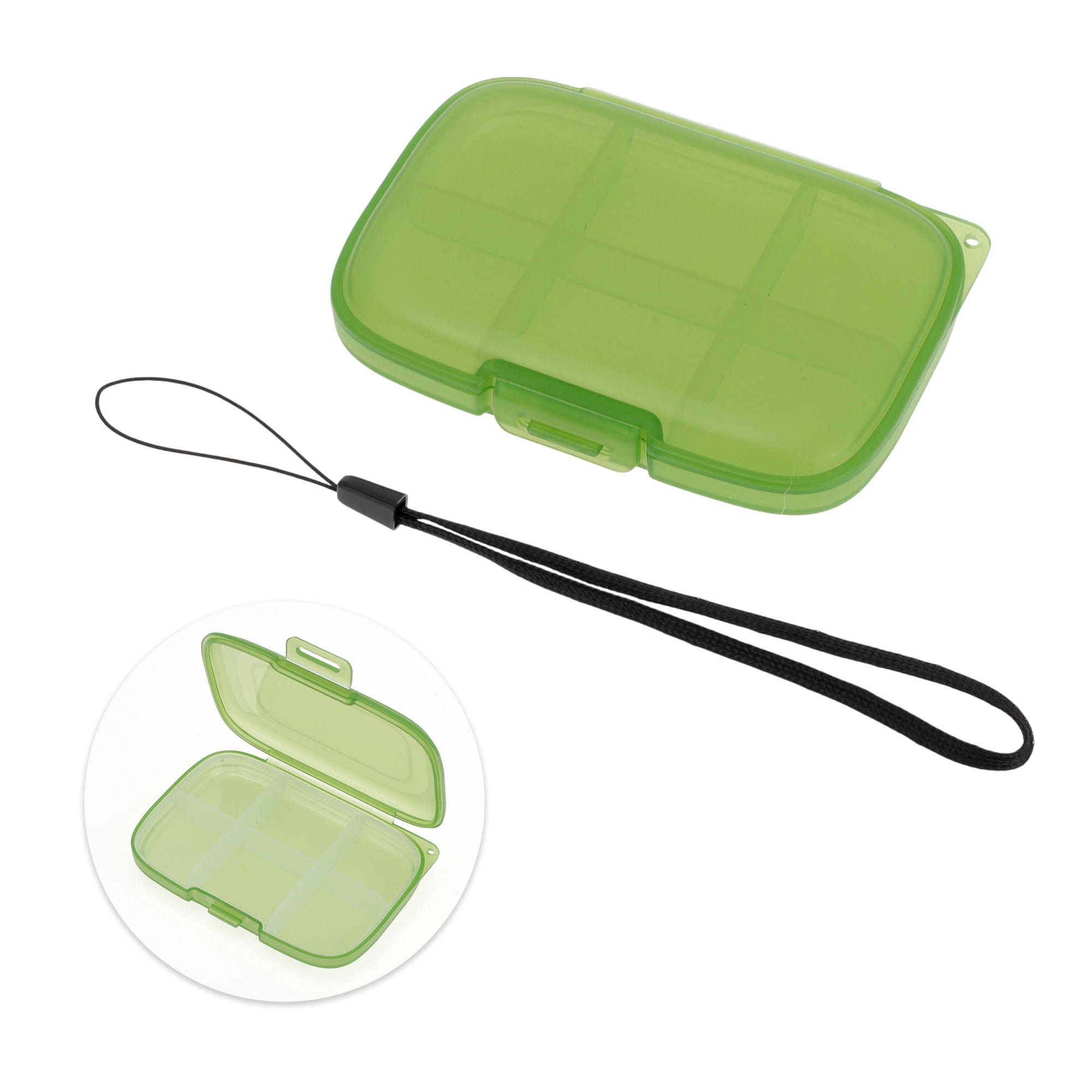 Unique Bargains 6 Grids Single Layer Pill Box 1Pc Green
