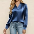 thumbnail image 2 of HongQid Womens Silk Business Dressy Casual Blouses V Neck Long Sleeve Spring Fall Tops Work Trendy Outfits, 2 of 8