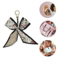 thumbnail image 3 of Unique Bargains 1 Pc Trendy Long Scarf Ribbon Floral Bow Handbag Charm Decorative Keychain Brown, 3 of 5