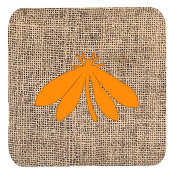 Moth Burlap And Orange Foam Coasters - Set 4, 3.5 x 3.5 In.