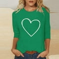 thumbnail image 2 of Qetyuw Women's 3/4 Length Sleeve Tops Casual Crew Neck Tshirts Fashion Love Heart Graphic Tees Plus Size Valentine's Day Shirt, 2 of 6