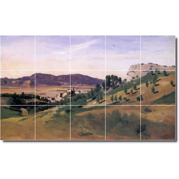 Ceramic Tile Mural-Jean Corot Landscapes Painting 312. 21.25" w x 12.75" h using (15) 4.25 x 4.25 ceramic tiles