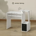 thumbnail image 3 of HOMCOM Computer Desk with Fabric Drawer & Keyboard Tray, Study Desk, White, 3 of 10