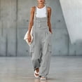 thumbnail image 2 of VBVC Women's Baggy Adjustable Strap Cargo Overalls , Sleeveless Wide Leg Jumpsuit Romper For Women , Ladies' Casual Bib Pants with Pockets, Gray , S-2XL, 2 of 7