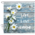 thumbnail image 2 of Vintage Farm Daisy Flowers Shower Curtain, White Daisy Flowers on Rustic Blue Wooden Barn with Inspirational Quotes Live Love Laugh Panels Plank Bathroom Curtains, Fabric Bath Curtain Sets, (69X70in), 2 of 3
