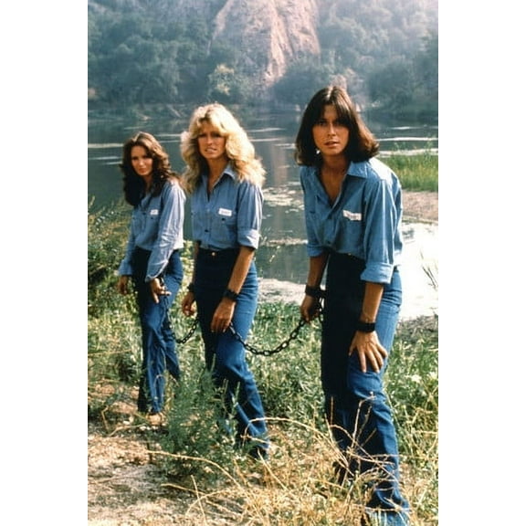 Charlie's Angels in Chains Cast Tv 24x36 Poster Jaclyn Smith Farrah Fawcett and Kate Jackson full length pose