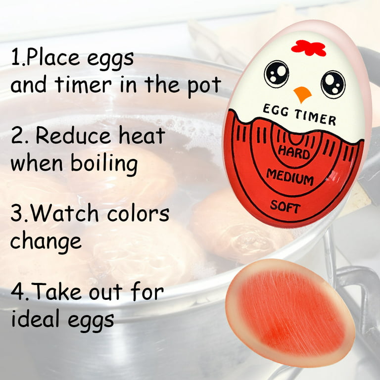Egg Timer That Goes in Water, Color Changing Egg Timer, Perfect for Boiling  Eggs - Hard, Medium, Soft (1 Pack, Scarlet)