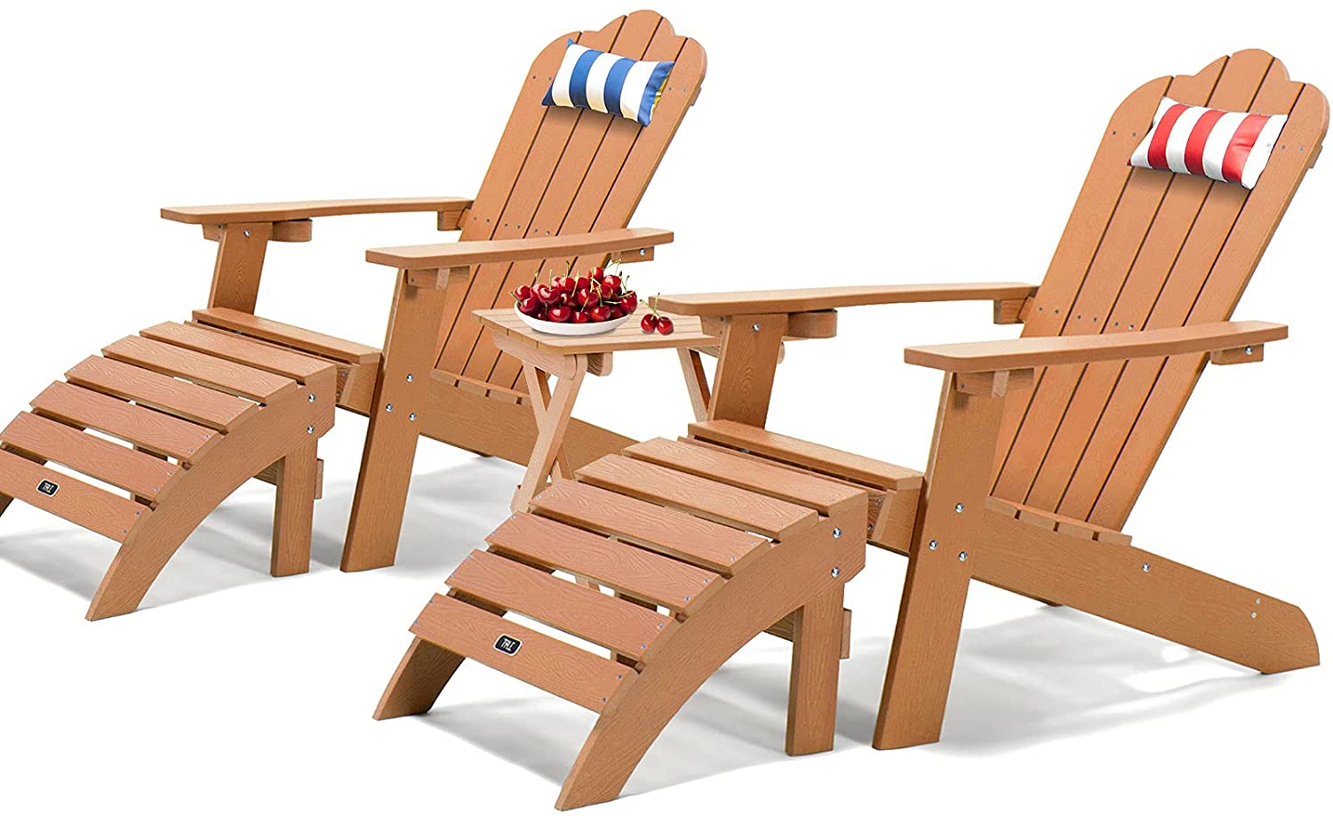 TALE 5Pcs Adirondack Chairs with Footstool Table Furniture Painted