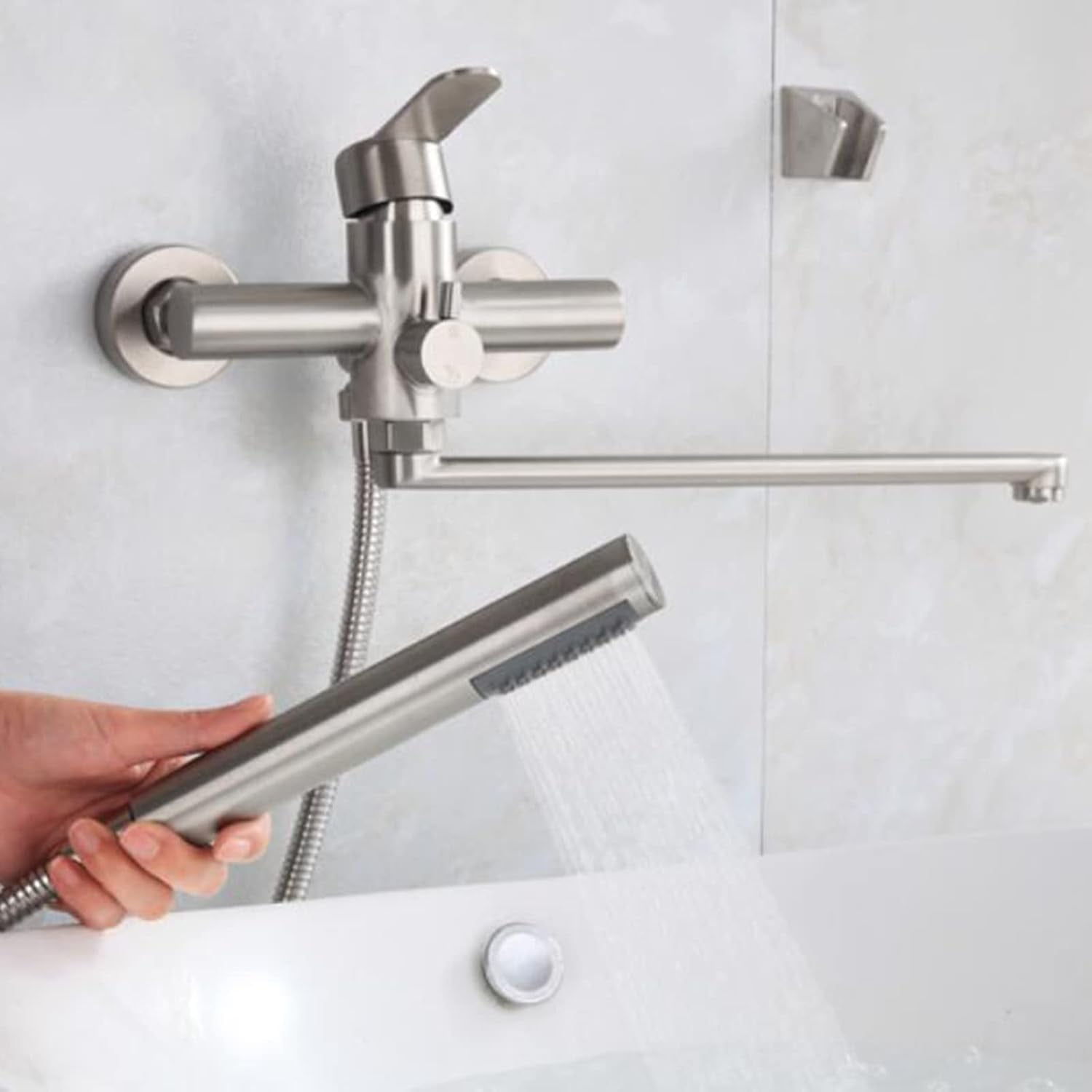 Bathtub Faucet with Handheld Shower Stainless Steel Brushed Bathroom Multi-Function Faucet Bathtub Shower Faucet -B