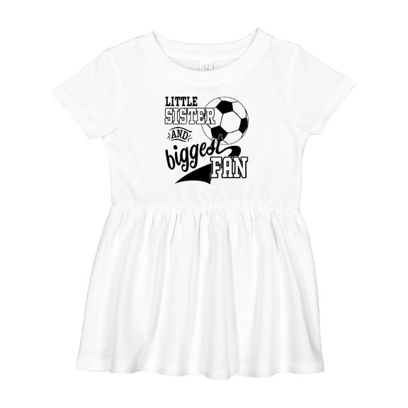 Inktastic Little Sister and Biggest Fan Soccer Player Girls Baby Dress