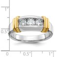 thumbnail image 3 of 14K Two-Tone Ibgoodman Men's Polished 3-Stone 1/2 Carat Aa Quality Diamond Ringsize 10 (Width 8.42) - Jbsp, 3 of 5