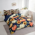 thumbnail image 3 of Manfei Sunflower Pumpkin Bed in a Bag Full size,Thanksgiving Day Bed Set,Botanical Plants Bedding Full Size,Microfiber Teens Bedroom Decor,Reversible,7 Pieces, 3 of 6
