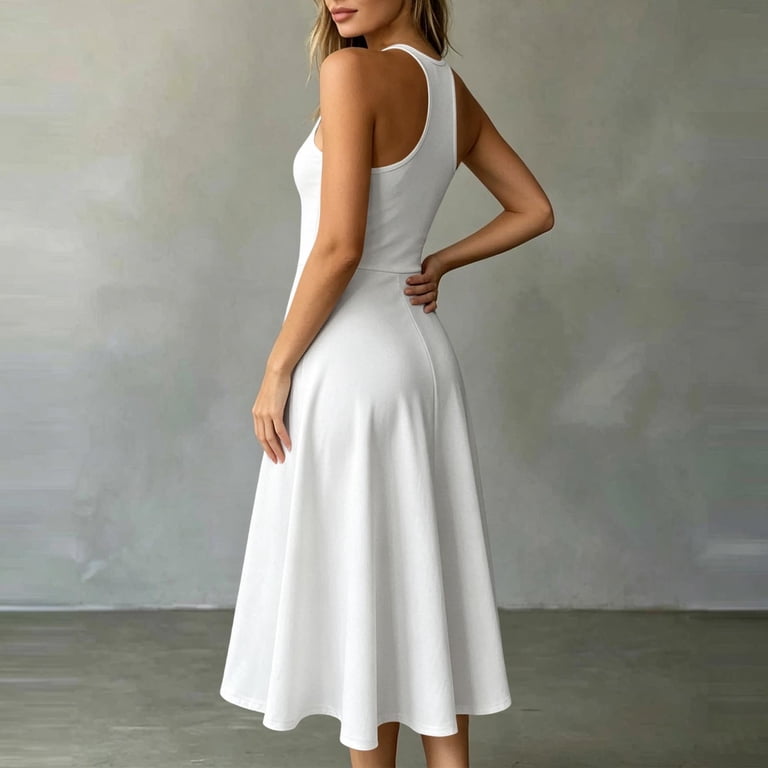 white cross neck halter dress Marseilia Cross Neck Dress White