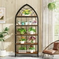 thumbnail image 6 of Tribesigns 5-Tier Indoor Plant Stand, 74.8-Inch Tall Plant Stand, Wood Plant Shelf with Metal Frame for Indoor, Balcony (Rustic Brown & Black), 6 of 7