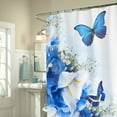 thumbnail image 4 of Miyuadkai Rideau de Douche! Rideau de Douche Papillon, Extra Long, Doublure en Lin, Rideaux de Douche Monogramme, Rideau de Douche avec 12 Crochets, 4 of 7