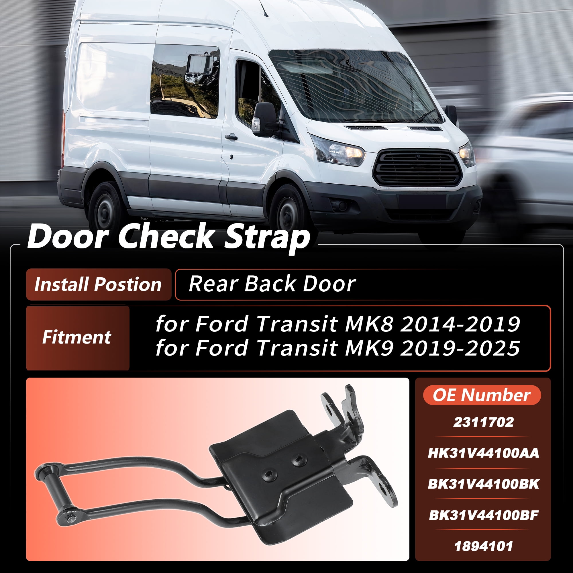 Unique Bargains Rear Back Door Check for Ford Transit MK8 2014-2019 and MK9 2019-2025