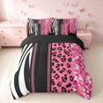 thumbnail image 3 of Homewish Animal Print King Bedding, Pink Zebra Leopard Print King Bed in a Bag, Black Reversible, 7-Piece, 3 of 7