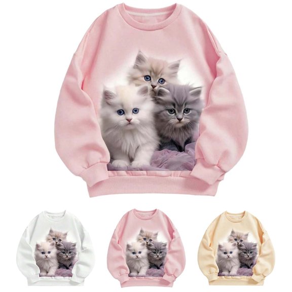 KHONTS Kids Girls Sweatshirts Winter Clothes Casual Long Sleeve Shirts Crewneck Pullover Sweater Tops,Size 2-14 Years