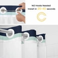 thumbnail image 3 of No Hook Shower Curtain with Snap in Liner, Navy Blue Turquoise Stripes Waterproof Fabric Bathroom Curtain Mesh Top Window, Modern Minimalist Art Shower Curtains 72x84in, 3 of 9