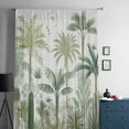 thumbnail image 5 of Green Palm Trees Semi Sheer Curtains Drapes for Living Room, Bedroom, French Doors Window 63 Inches Long, Farmhouse Summer Leaves Plants Birds Rod Pocket Chiffon Curtain Drapery Voile Drape Panel, 5 of 6