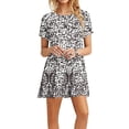 thumbnail image 2 of Pisexur Robes d'Été pour Femmes Robe de Plage Confortable à Fleurs Manches Courtes Col Rond Midi Robe Décontractée avec Poches, 2 of 7