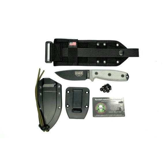 ESEE Knives ESEE 3 Modified Pommel Fixed Blade Knife 3.38in Plain Grey Micarta ESEE3PMMBB