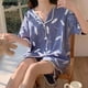 thumbnail image 1 of Conjunto de Pijamas coreanos para mujer, ropa de dormir para estar en casa, con solapa dulce, con estampado de oso Kawaii, traje japonés de verano, 1 of 4