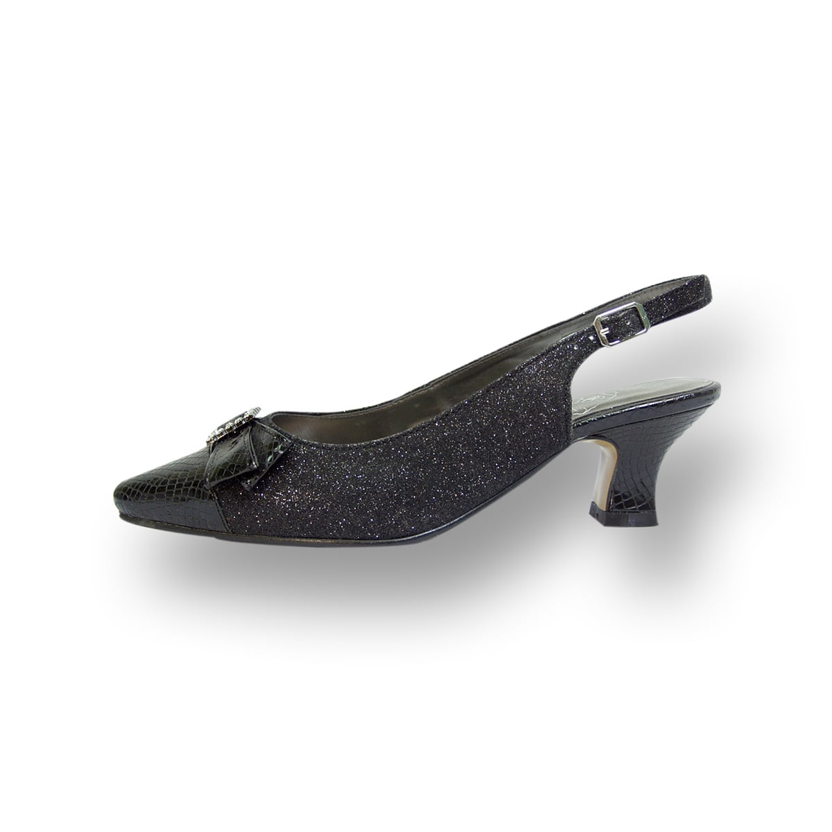 FLORAL Nancy Women's Wide Width Evening Dress Shoes for Wedding, Prom, & Dinner BLACK 6