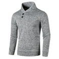 thumbnail image 2 of Shawl Collar Pullover Sweater Men Slim Fit Casual 2 Button Comfy Light Fleece Sweatshirt Knitted Dress Tops (3XL, Gray), 2 of 4