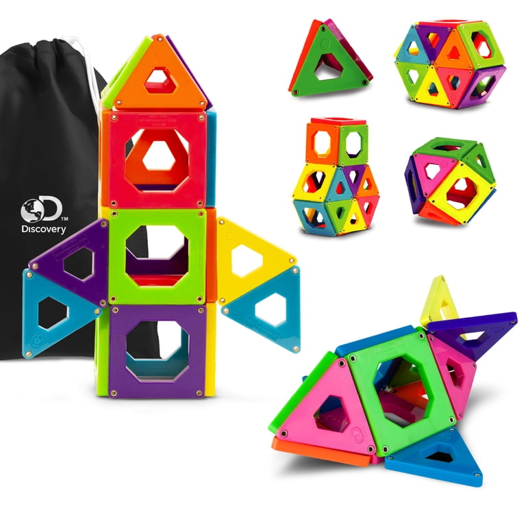 Discovery Kids Magnetic Tiles Set, 24-Piece with Triangles & Squares photo 1