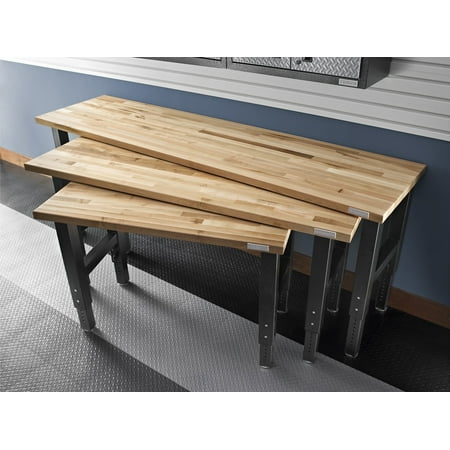 Gladiator - 8' Adjustable Height Hardwood Workbench - Hammered Granite