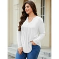 thumbnail image 4 of FlorCurve Plus Size Henley Shirts for Women Long Sleeve V Neck Tunic Tops Flared Rayon Button Up Blouse, White 3XL, 4 of 7