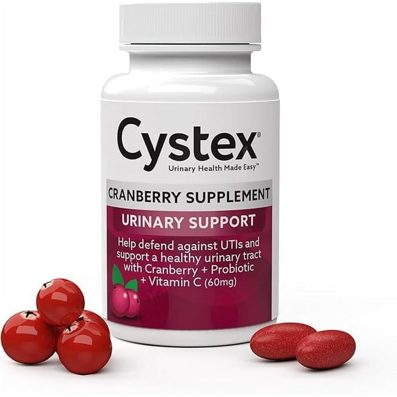 Cystex Cranberry Supplement with Probiotics, Vitamin C, UTI Prevention, 75 Caplets