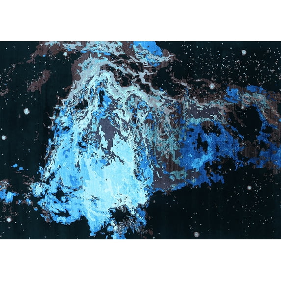 Ahgly Company Indoor Rectangle Oriental Light Blue Industrial Area Rugs, 7' x 10'