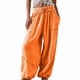 thumbnail image 1 of Pantalones Holgados Informales de Algodón para Mujer, de Pierna , con Costuras de Cordón y Bolsillos. Coral L, 1 of 8